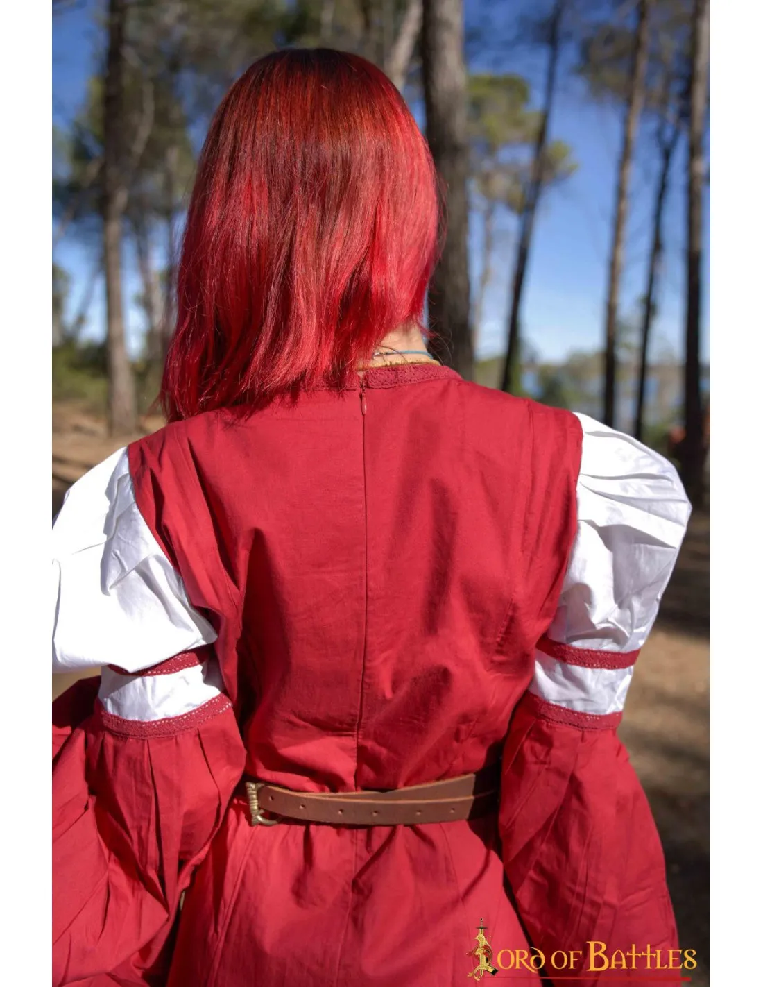 VESTIDO MEDIEVAL DE DAMISELA ISABEL, BLANCOROJO