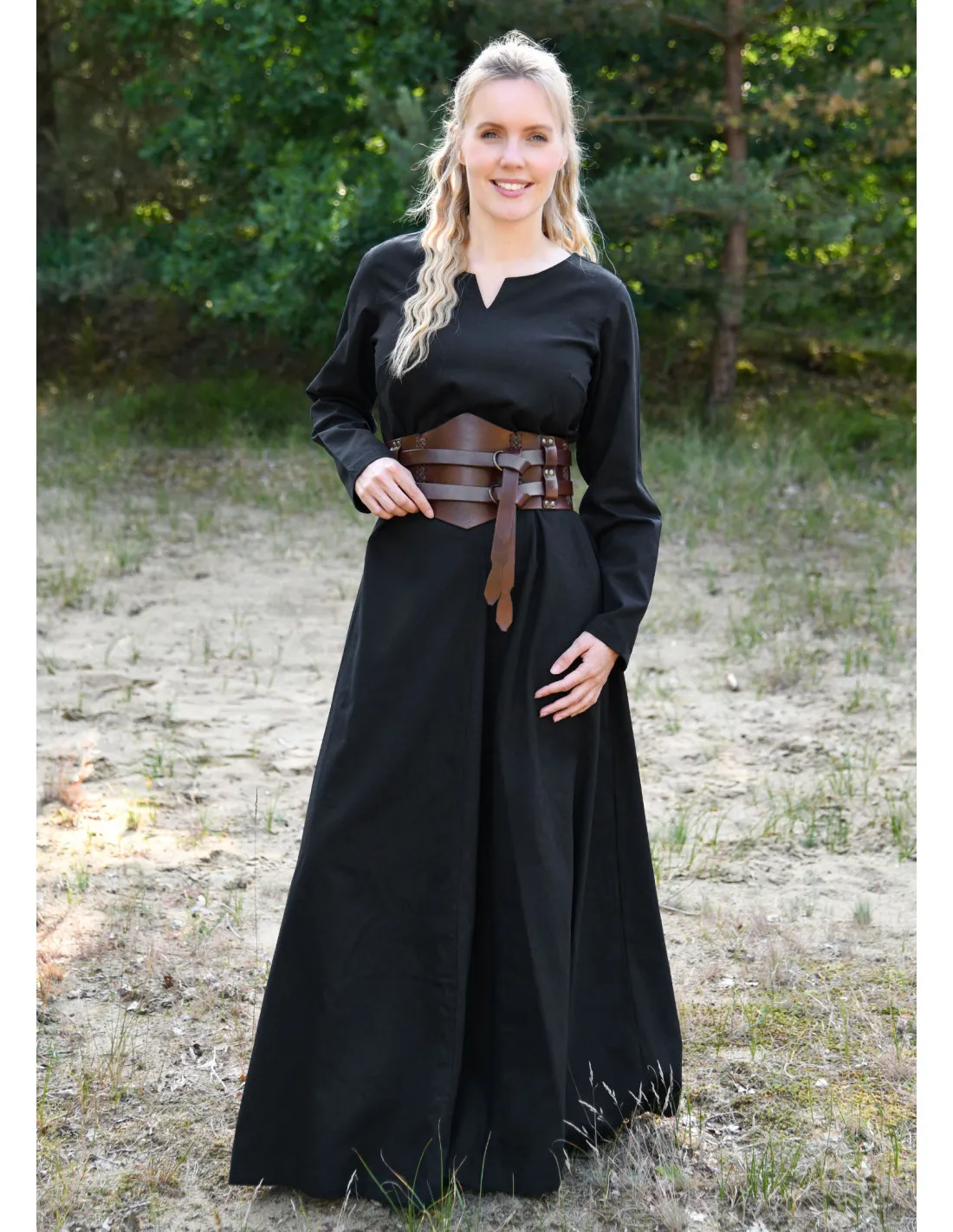 Vestido Medieval Milla Ligero de mujer, negro