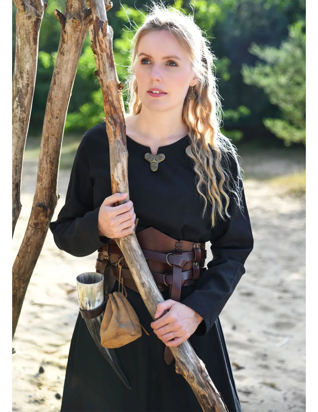 Vestido Medieval Milla Ligero de mujer, negro