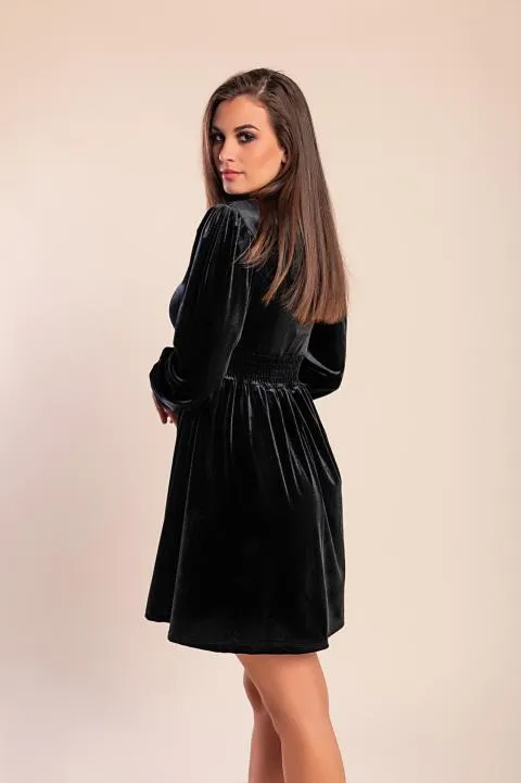 Vestido mini de terciopelo de imitación, negro