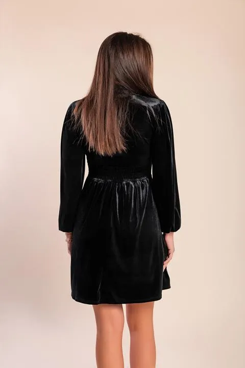 Vestido mini de terciopelo de imitación, negro
