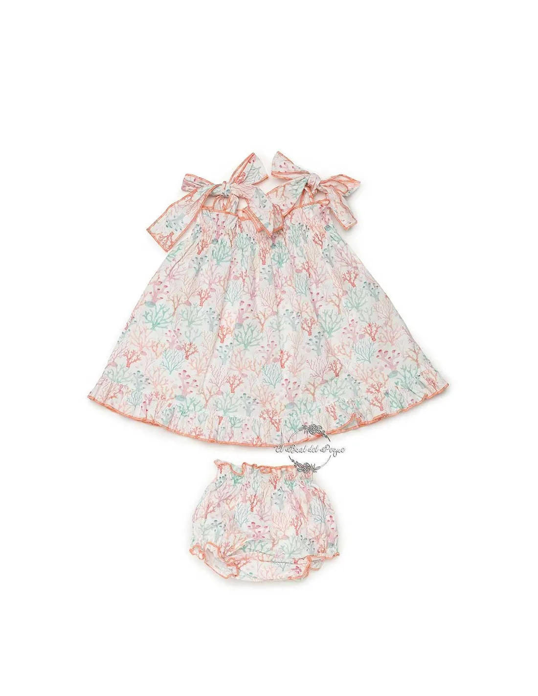 Vestido Niña Bebé Engomado Braga Corales Juliana Familia Bol Nou