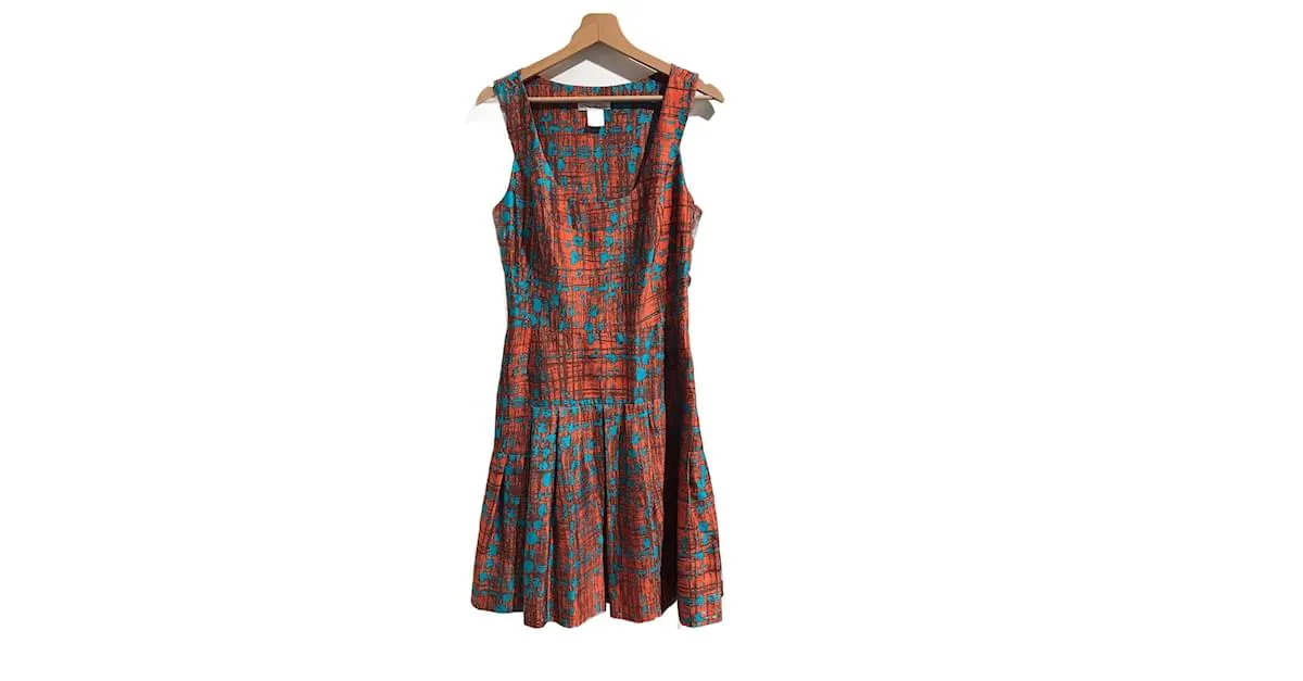 VESTIDO OSCAR DE LA RENTA T.US 10 Seda Roja 