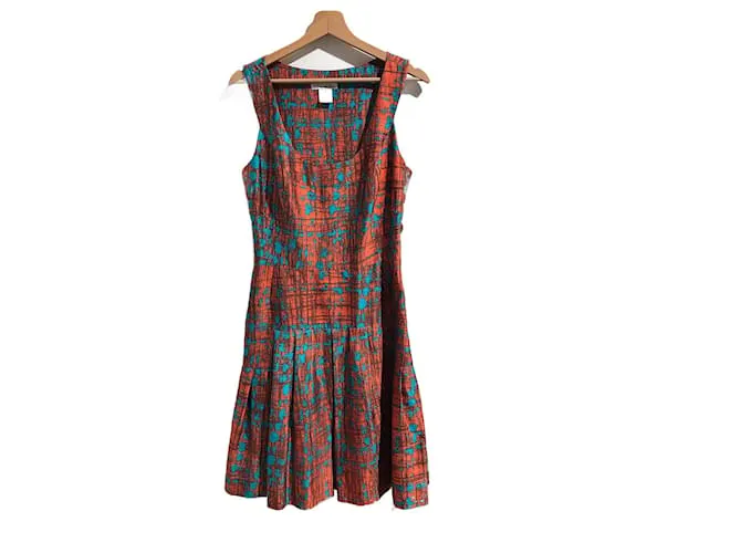 VESTIDO OSCAR DE LA RENTA T.US 10 Seda Roja 