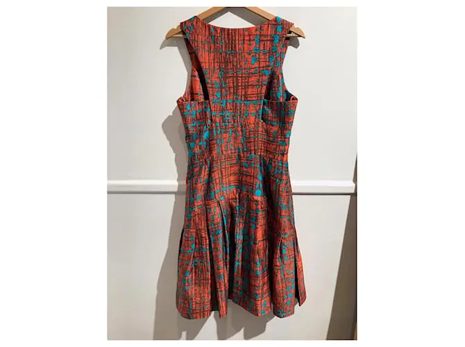 VESTIDO OSCAR DE LA RENTA T.US 10 Seda Roja 