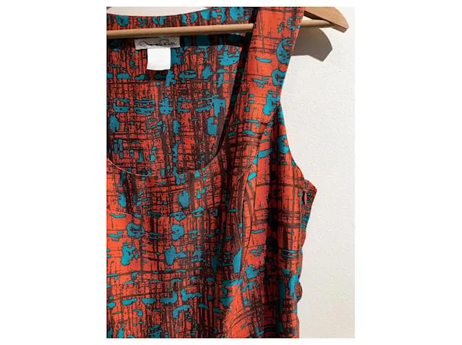 VESTIDO OSCAR DE LA RENTA T.US 10 Seda Roja 