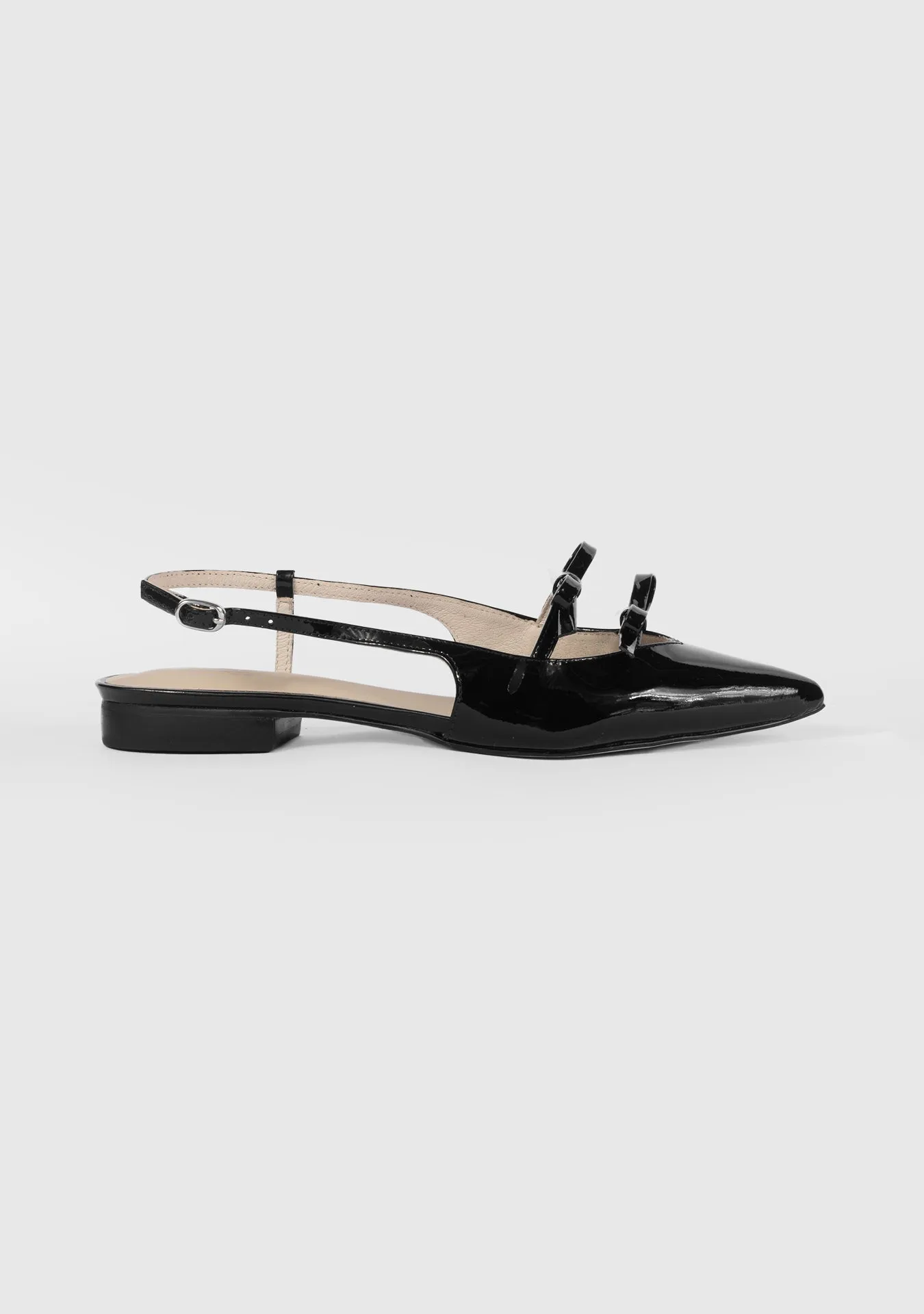 Vinci Shoes Isla Shiny Black Ballerinas