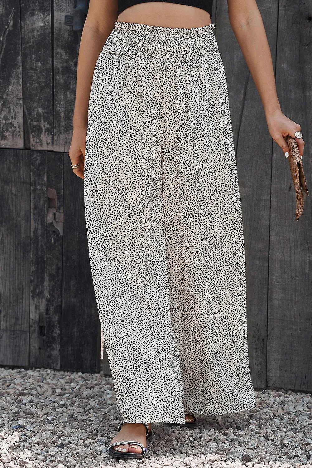 Women's Leopard Print Smocked Waist Flare Pants
