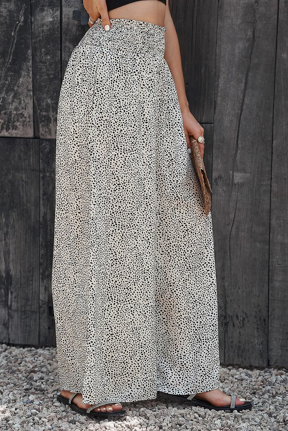 Women's Leopard Print Smocked Waist Flare Pants