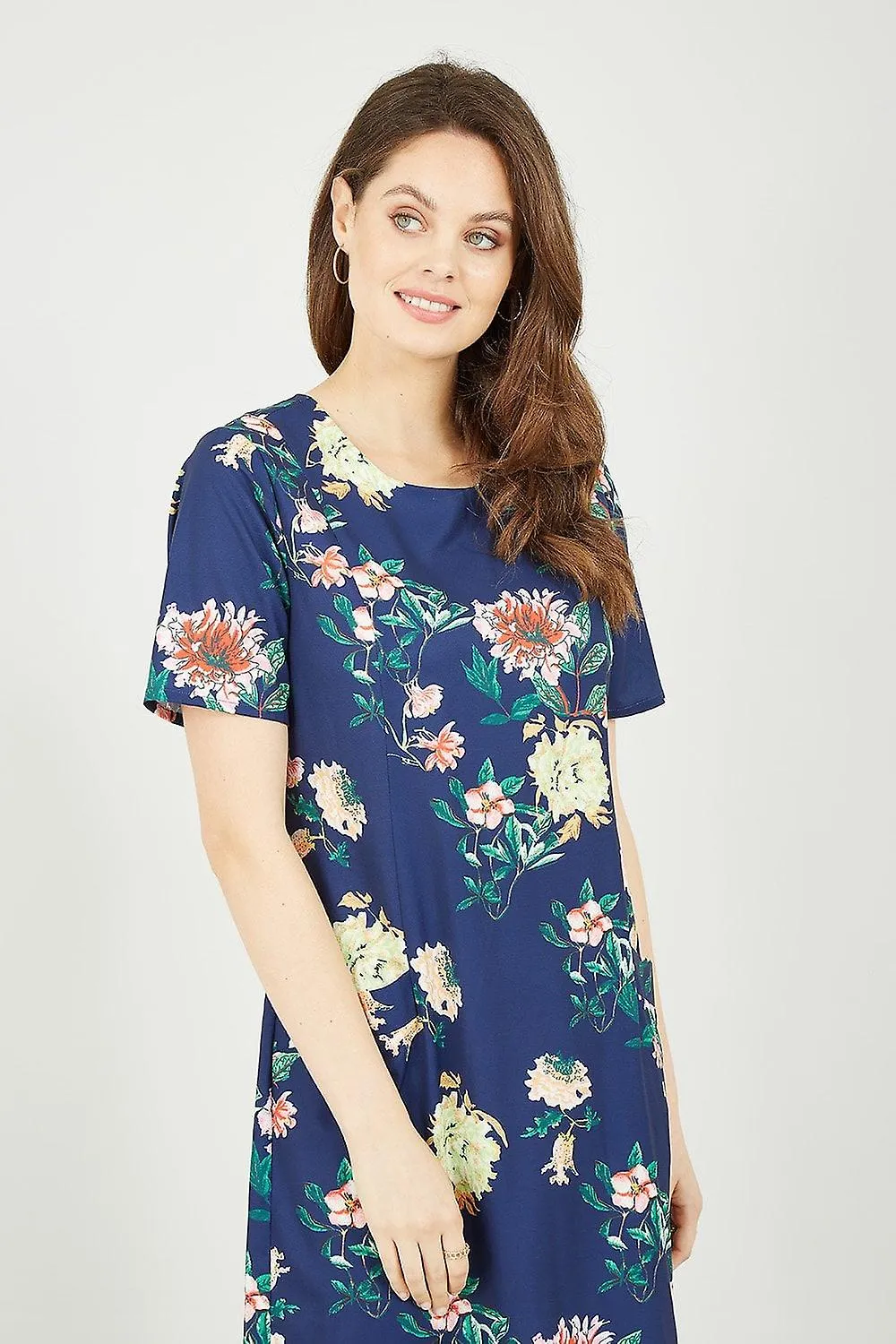 Women's Yumi Navy Oriental Blossom Print Tunic