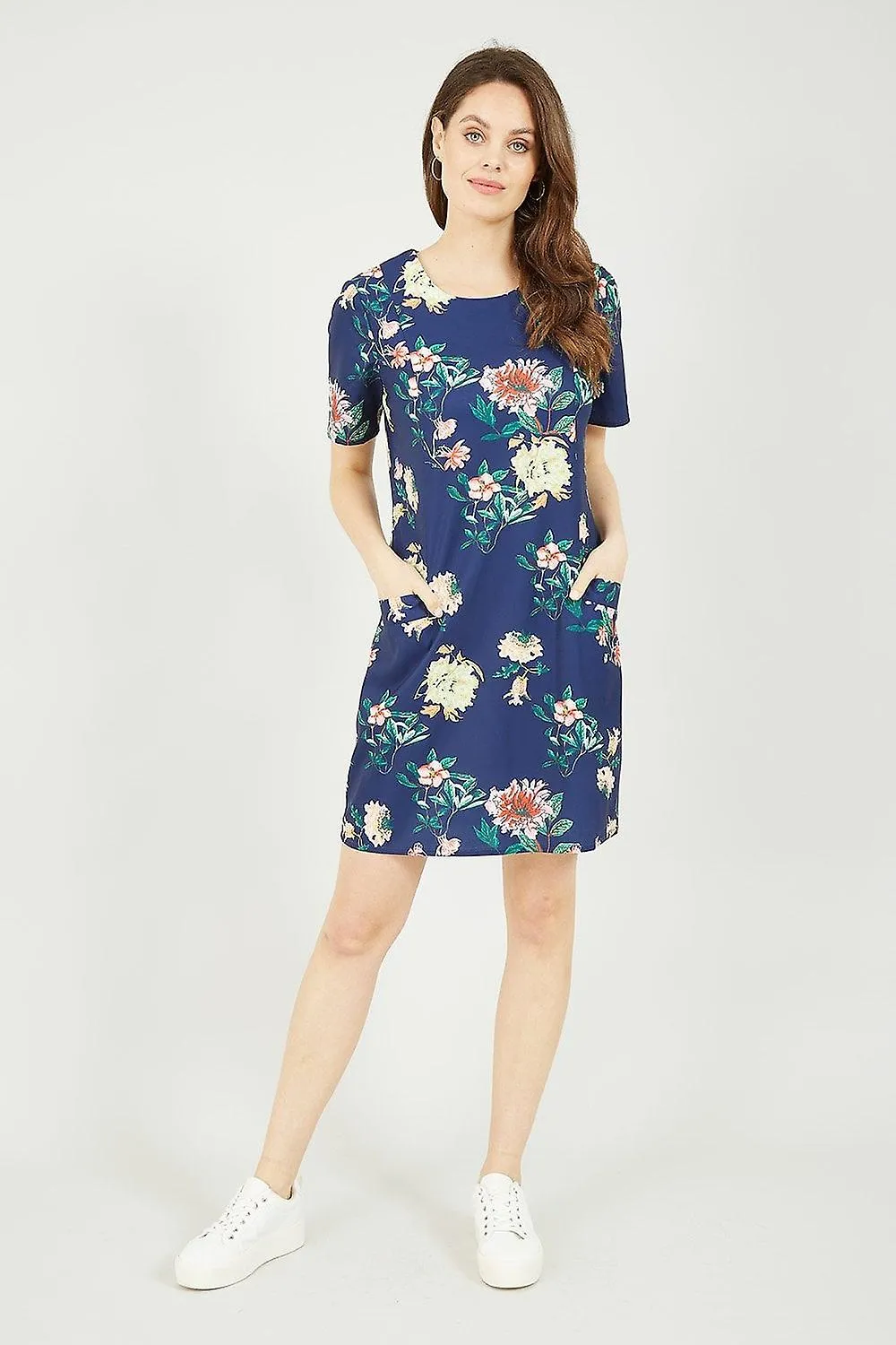 Women's Yumi Navy Oriental Blossom Print Tunic