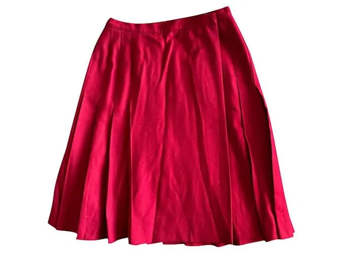 Yves Saint Laurent Falda cruzada plisada roja de Saint Laurent 