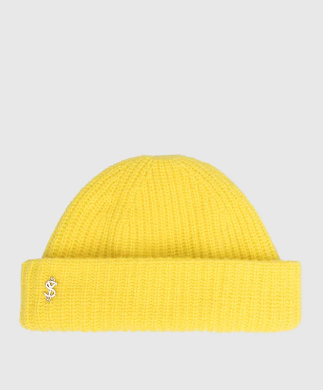 Yves Salomon Yellow hat with metallic logo