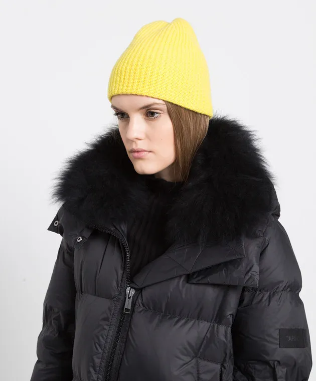 Yves Salomon Yellow hat with metallic logo