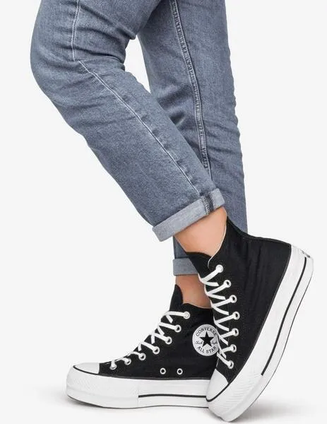 zapatilla converse loneta plataforma mujer, negro