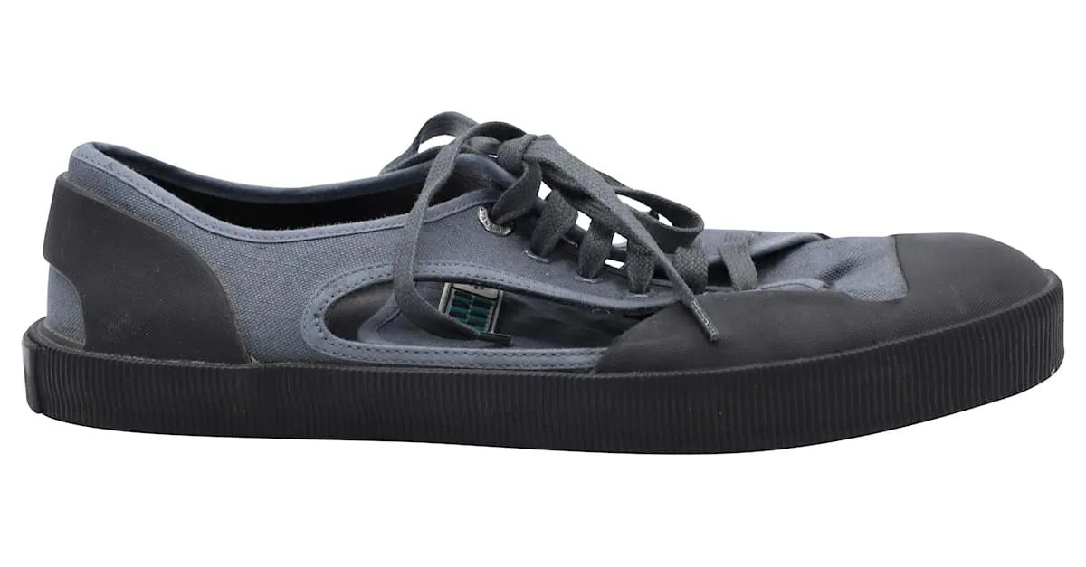Zapatillas bajas abiertas Lanvin en lona gris 