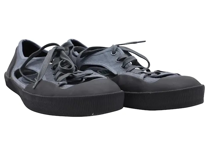 Zapatillas bajas abiertas Lanvin en lona gris 