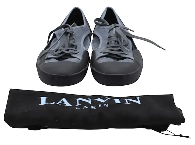 Zapatillas bajas abiertas Lanvin en lona gris 