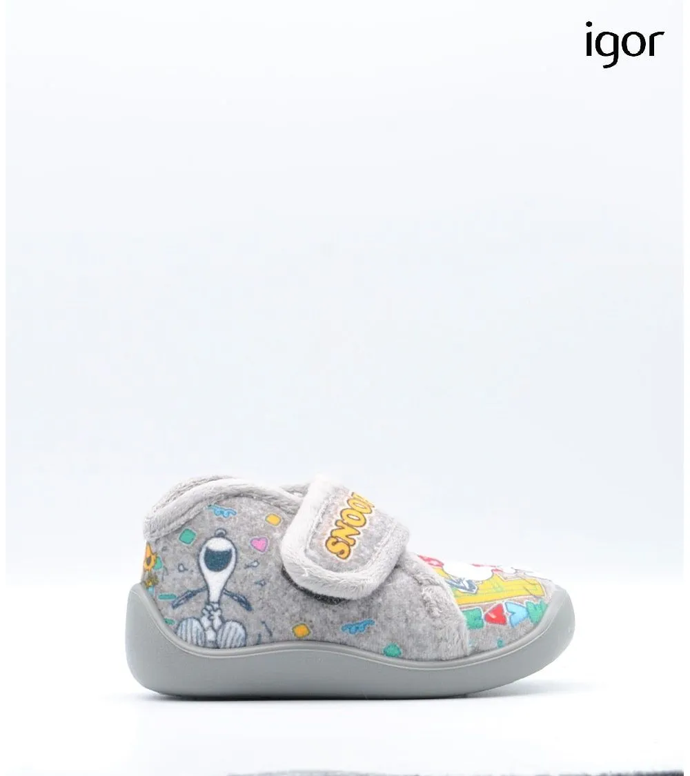 ZAPATILLAS DE ANDAR POR CASA IGOR VELCRO SNOOPY GRIS