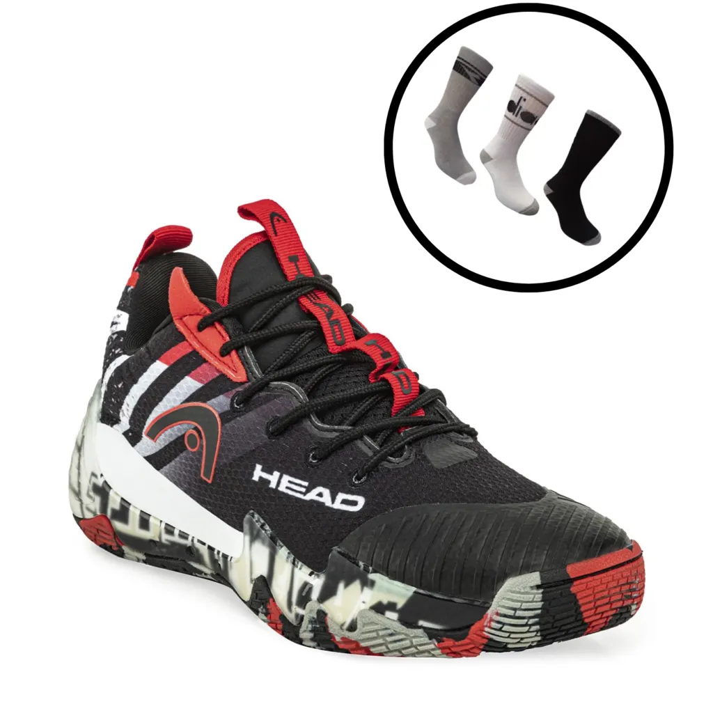 Zapatillas Head Basquet Adultos Ng/rj Indoor + medias gratis!