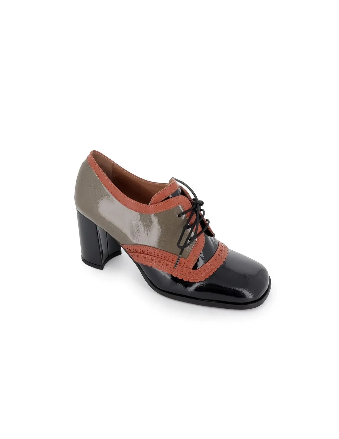 Zapato tacón cordones horma cuadrada VIRUS moda