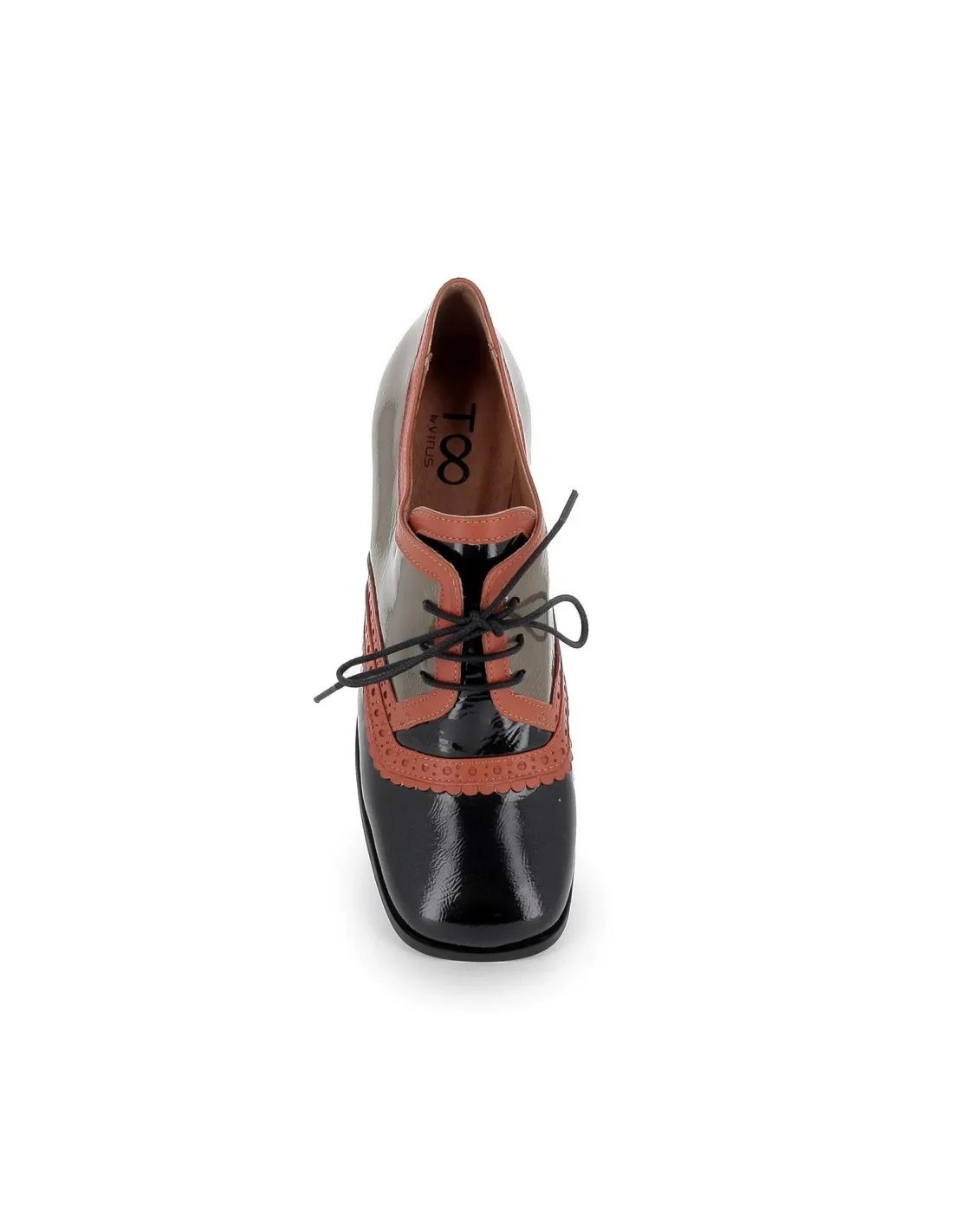 Zapato tacón cordones horma cuadrada VIRUS moda