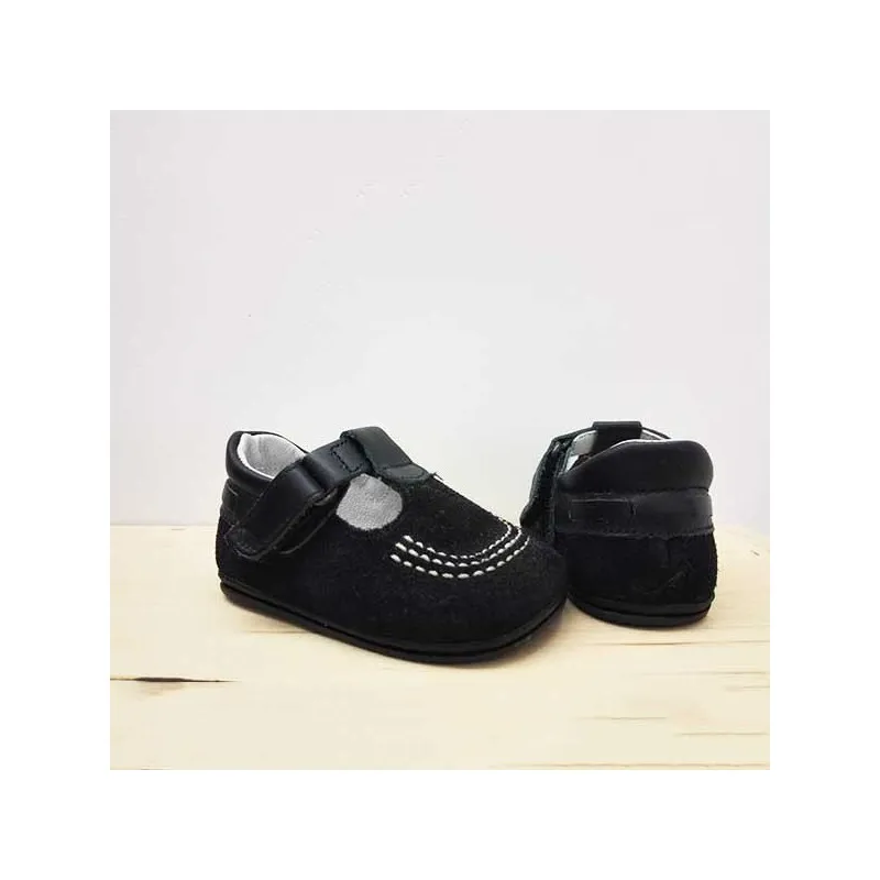 Zapatos bebé piel vuelta marino León Shoes