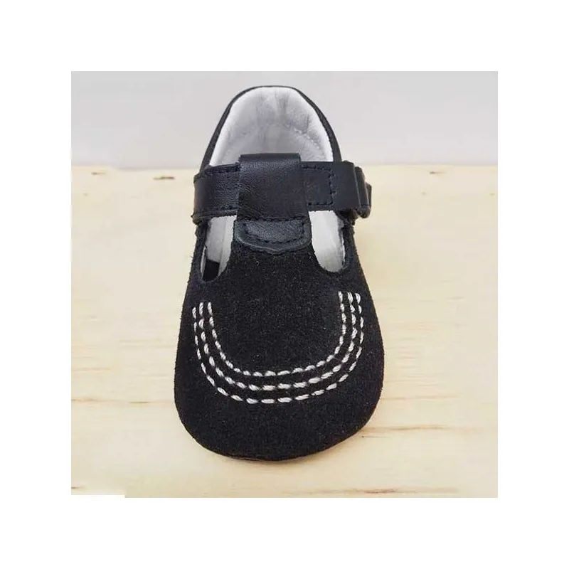 Zapatos bebé piel vuelta marino León Shoes